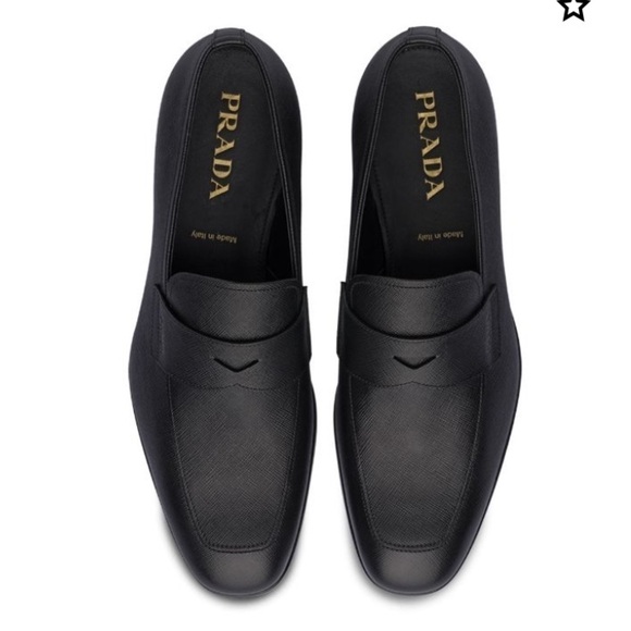 Prada Soffiano penny black mens loafers soft leather 9 1/2 - Picture 1 of 5